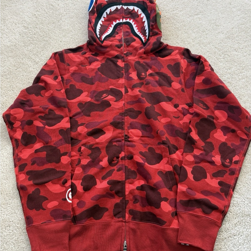 Red Bape Shark Hoodie New